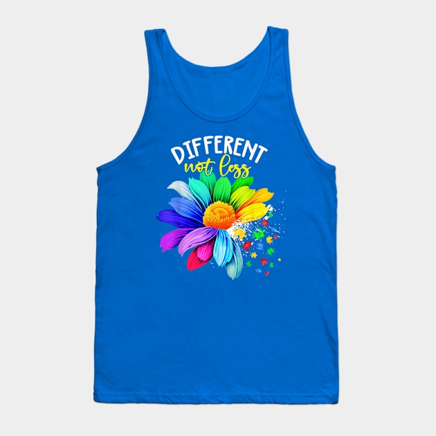 Different Not Less Autism Awareness, In April We Wear Blue Tank Top by artbyhintze